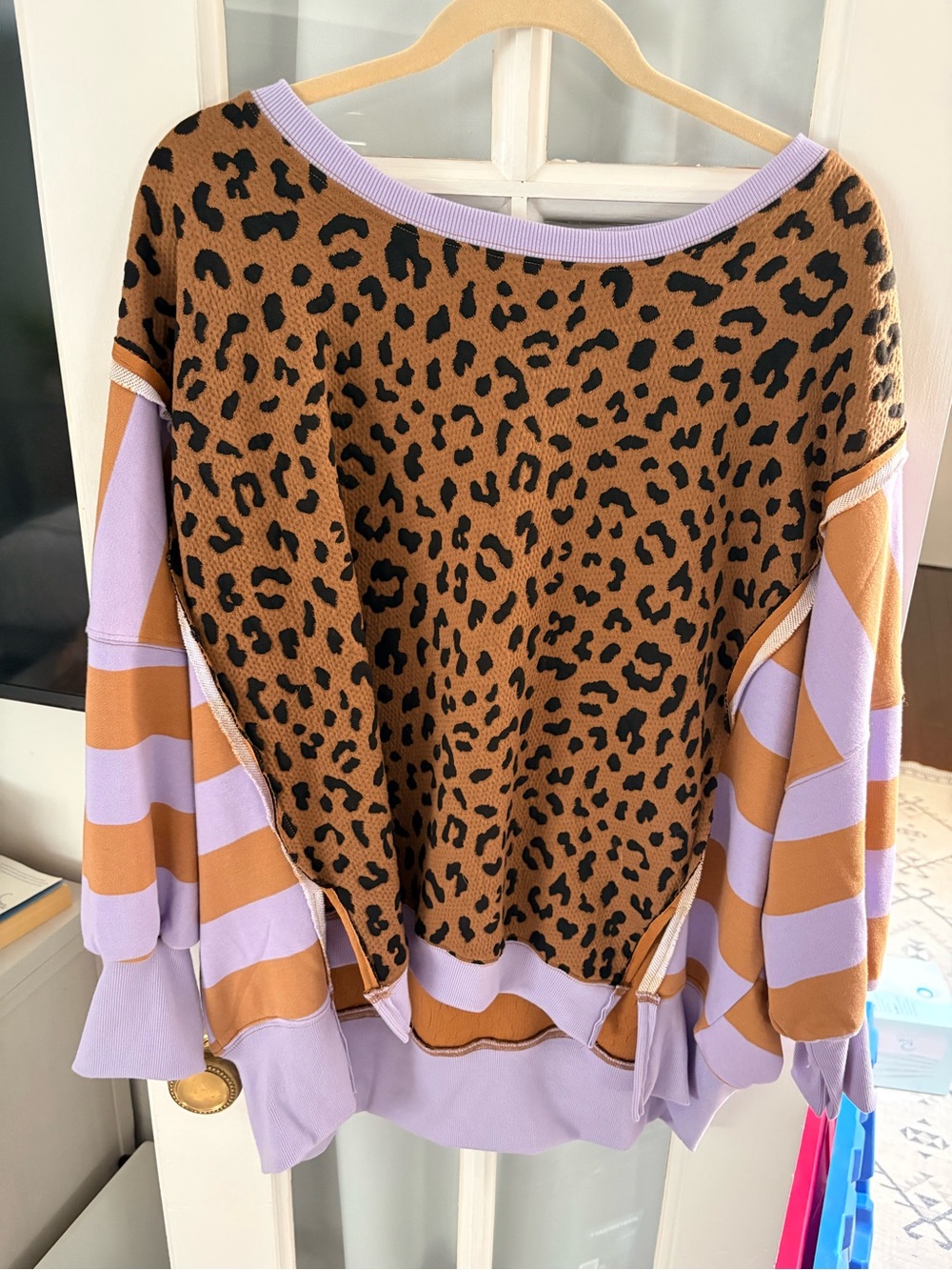 BiBi Lavender & Camel Leopard Knit Sweater